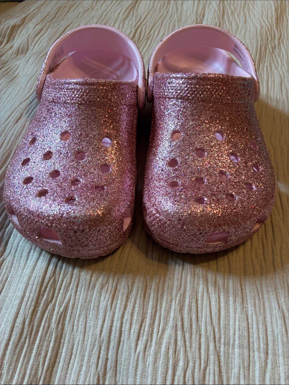 CROCS Big Kids' (J2) Classic Chunky Glitter (PINK) Clog
